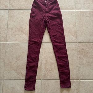 Fashion Nova Wine Red Denim Pants
